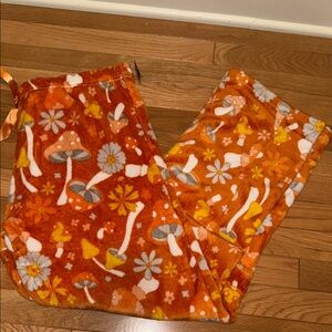 Women's Orange Mushroom Print Joggers